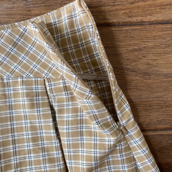 Zara Pleated Mini Skirt Tan Plaid Girls sz 13-14 Preppy School Fall - Picture 6 of 7